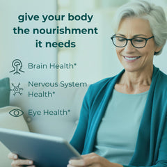 Illustration of brain, eyes and nervous system health from algae DHA