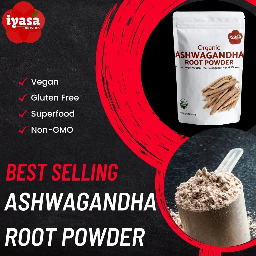 Iyasa Holistics Ashwagandha powder in resealable packaging