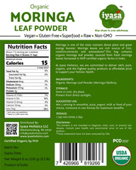Packaging of Iyasa Moringa Leaf Powder 16 oz resealable pouch