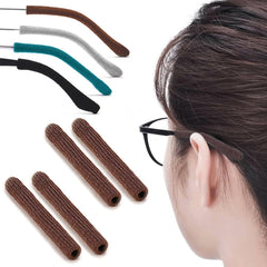 Two pairs of soft knitted cotton eyeglasses ear cushions for behind-the-ear glasses in brown