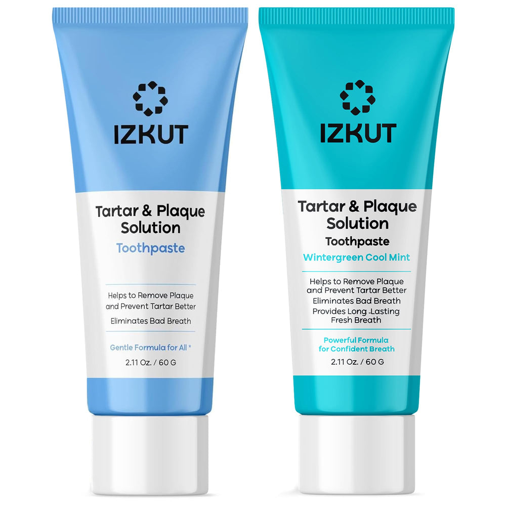 IZKUT Tartar & Plaque Remover Toothpaste Bundle Mint & Wintergreen 2-Pack - front view