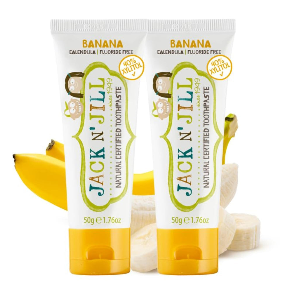 Jack N' Jill banana-flavor toothpaste for babies and kids, 2-pack
