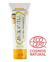 Graphic showing 40% Xylitol content and natural banana flavor
