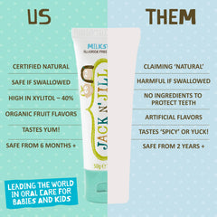 BPA-free labeling on Jack N' Jill kid toothpaste