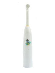 Product packaging with toothbrush and stickers visible