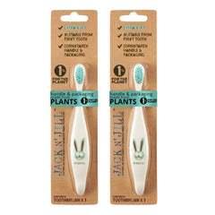 Jack N' Jill Kids Toothbrush 2 Pack with bunny character and plant-based handle