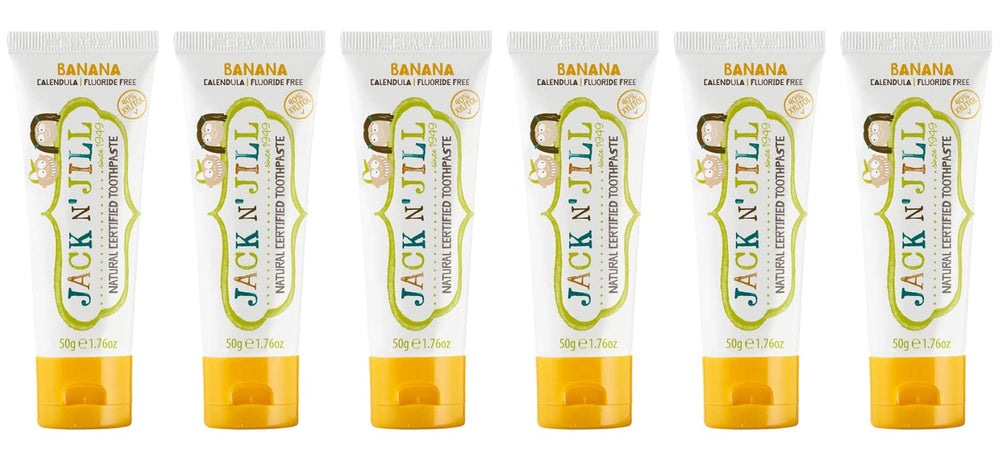 Jack N' Jill kids fluoride-free banana toothpaste tubes, 1.76 oz, pack of 6
