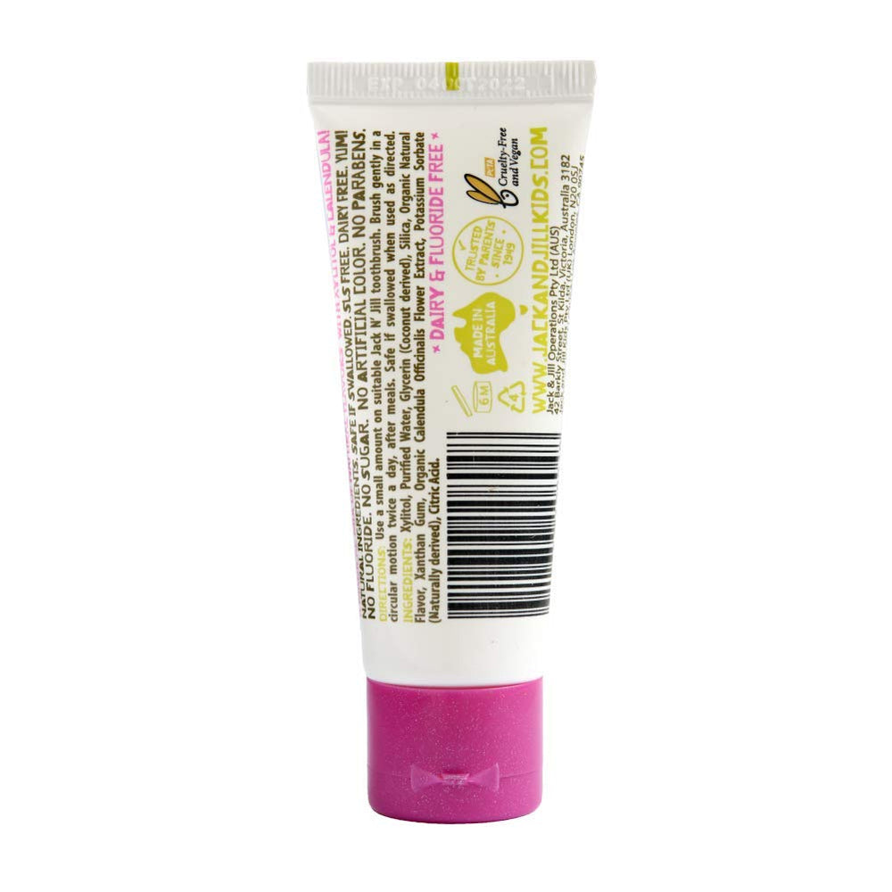 Six 1.76 oz fluoride-free toothpaste tubes with Berry N' Cream flavor