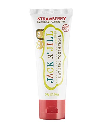 Close-up of Jack N' Jill Strawberry toothpaste tube for kids, 1.76 oz.