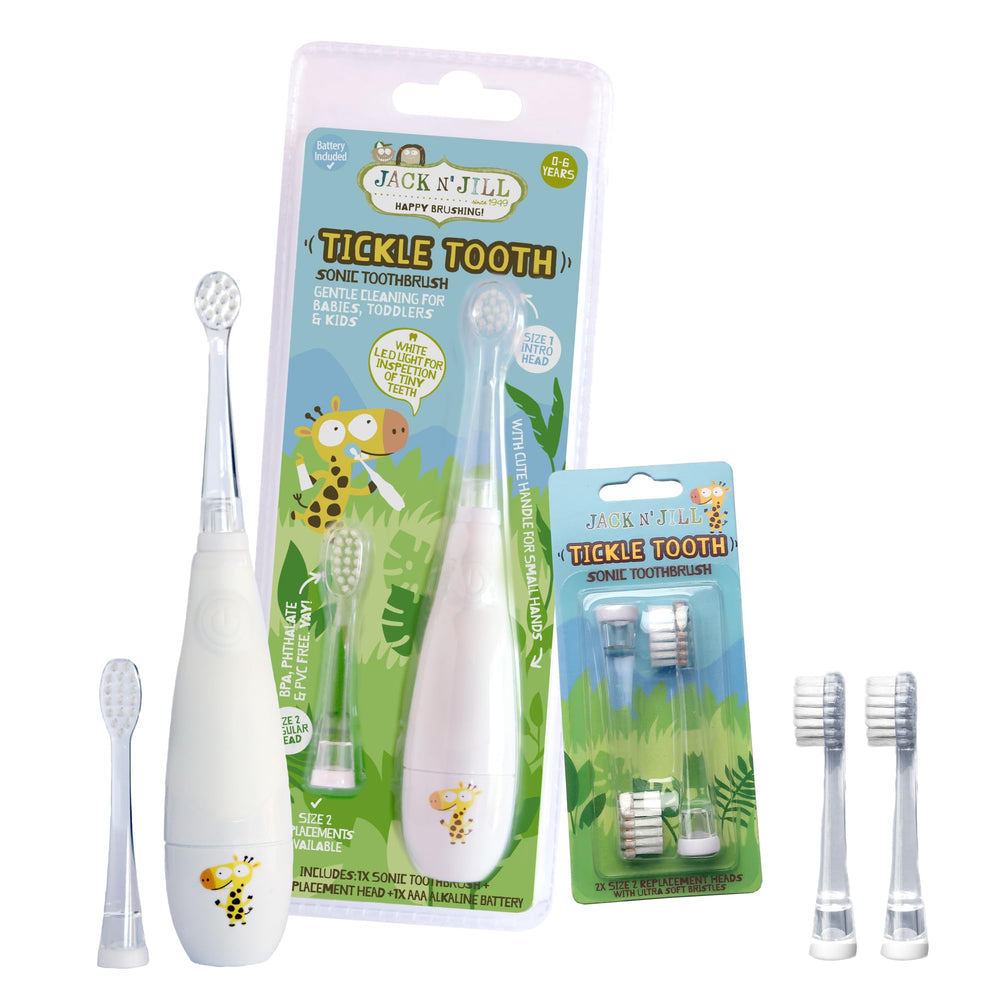 Front view of Jack N' Jill Tickle Tooth Toddler Electric Toothbrush