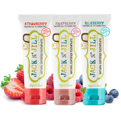 Front view of Jack N' Jill Natural Toddler Toothpaste 3-pack