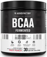 Front view of Jacked Factory BCAA Powder (Fermented) Fruit Punch tub