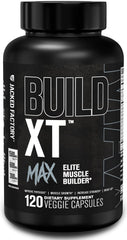 Jacked Factory Build-XT Max bottle with label showing muscle support potential.