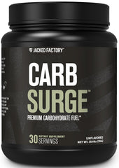 Jacked Factory Carb Surge tub with unflavored powder for steady workout energy