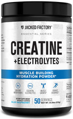 Jacked Factory Creatine + Electrolytes bottle – blue raspberry flavor