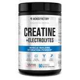 Front label of Jacked Factory Creatine + Electrolytes Peach Mango container