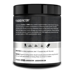 Supplement facts and ingredients panel for Creatine Monohydrate + HMB