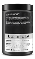 Close-up of Jacked Factory Creatine + Taurine 60-serving bottle