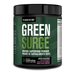 Jacked Factory Green Surge bottle showing Mixed Berry flavor