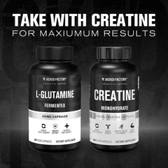 L-Glutamine capsules poured from bottle
