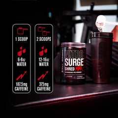 Nitrosurge Shred Max 300mg organic caffeine delivers clean, crash-free energy