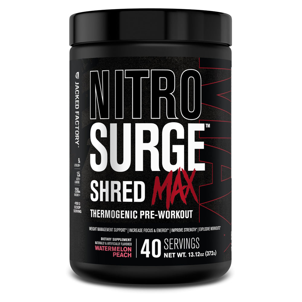 Jacked Factory Nitrosurge Shred Max can open signals quick flavor pick-me-up before workouts.