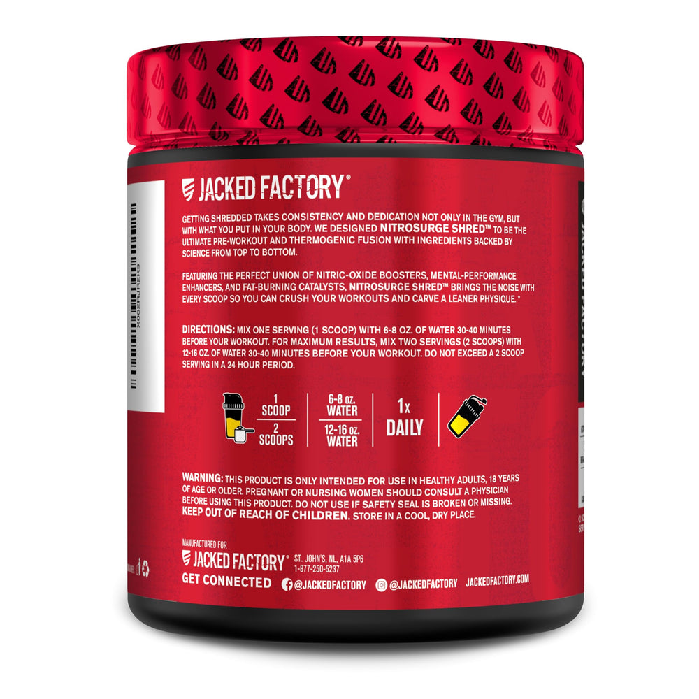 Ingredient breakdown graphic for Nitrosurge Shred Pre Workout