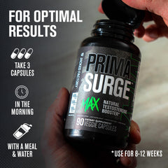 Primasurge Max label highlighting Vitamin D and Zinc for performance