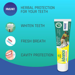 Advanced Toothpaste herbal blend close-up with natural ingredients