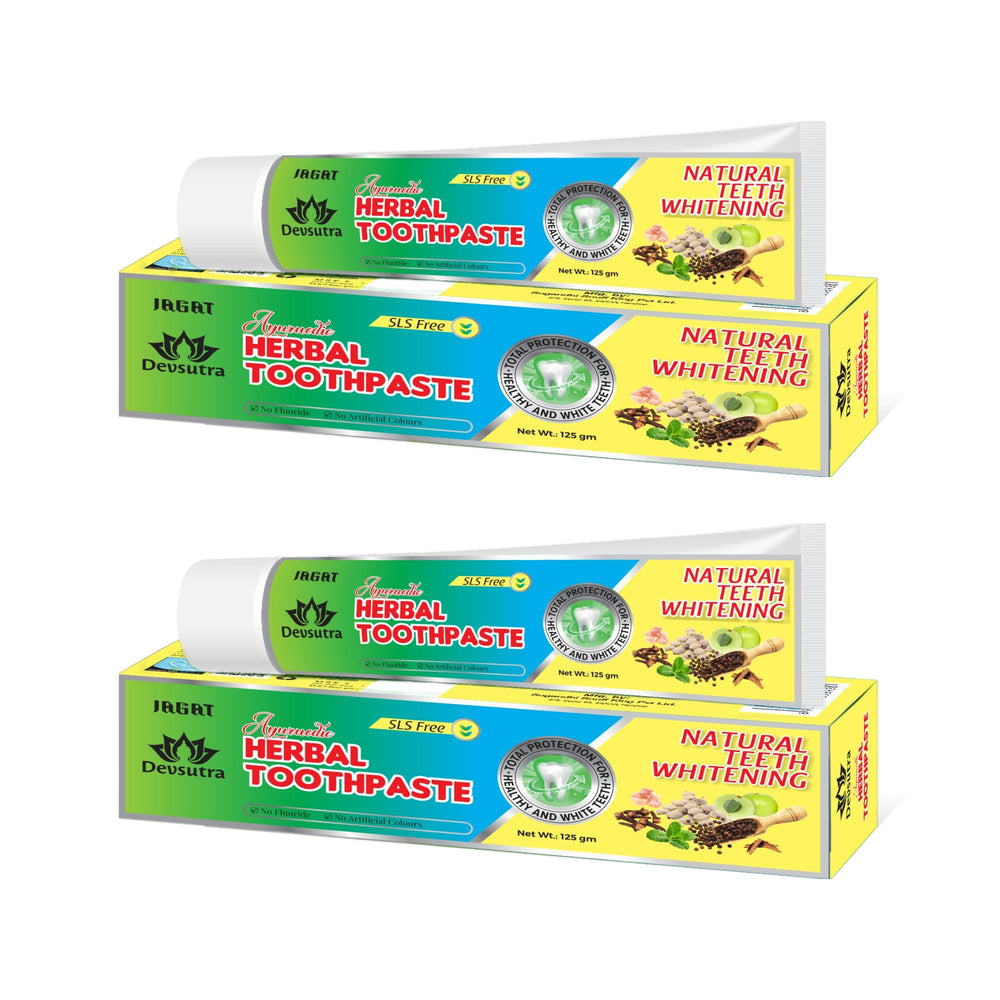 Two 4 oz tubes of Jagat Devsutra Ayurvedic Fresh Mint toothpaste