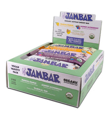 JAMBAR Tropical Trio 12-pack packaging, on-the-go energy.