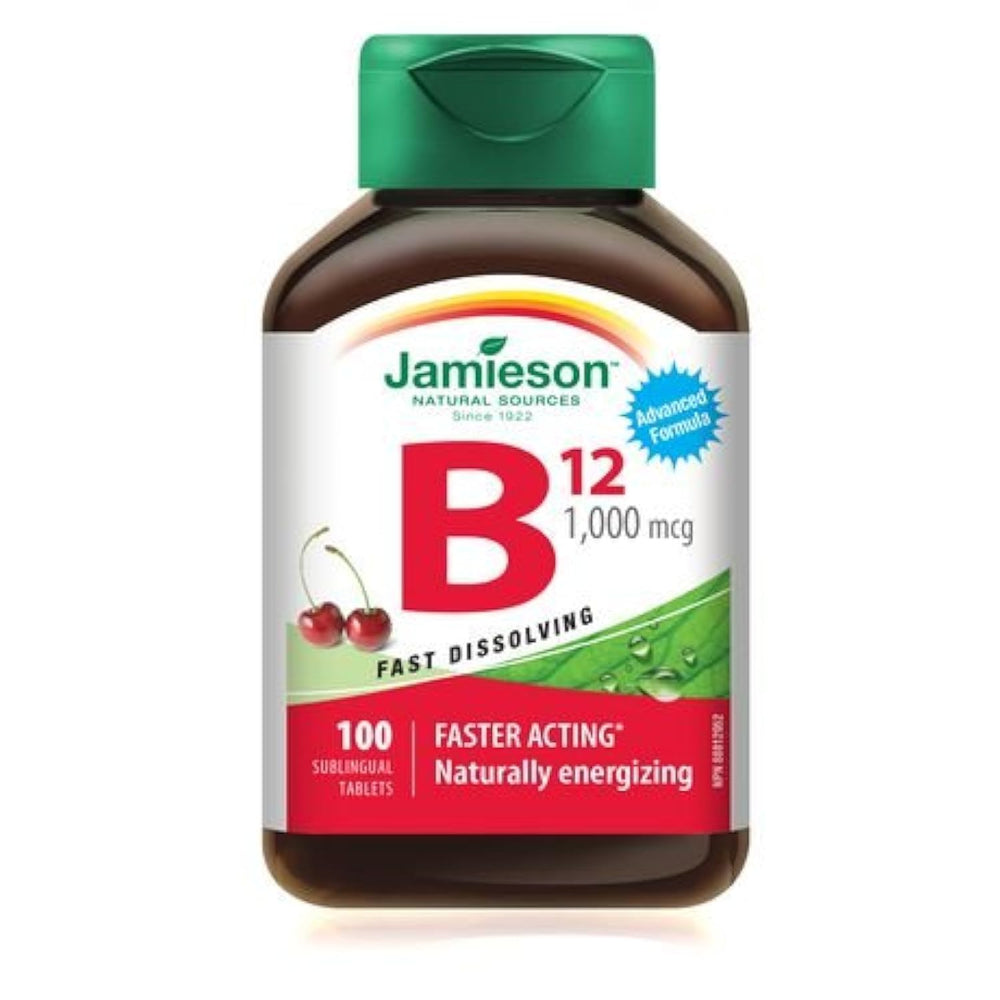 Jamieson B12 1000 mcg fast-dissolving sublingual tablets bottle label