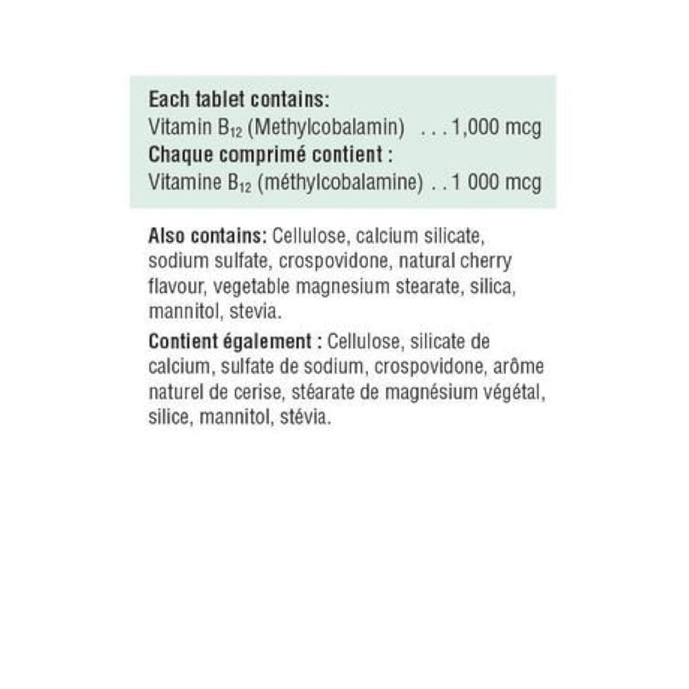 Close-up of Jamieson 1000 mcg sublingual tablets