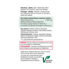 Packaging and bottle of Jamieson Vitamin B12 1200 mcg