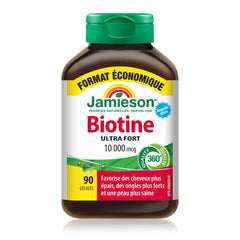 Jamieson Biotin 10,000 mcg bottle label detail