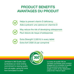 Close-up of Jamieson Vitamin D3 2500 IU label