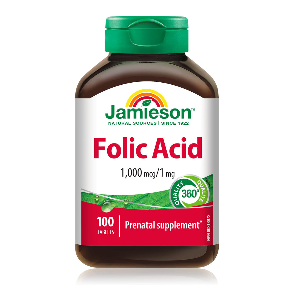 Jamieson Folic Acid 1mg 100 Tablets bottle