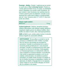 Nutrition facts panel for Jamieson Melatonin 10 mg