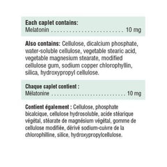 Close-up of Jamieson Melatonin 10 mg Timed Release Dual Action caplets