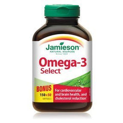 Jamieson Omega-3 Select 1000mg bottle with 200 softgels
