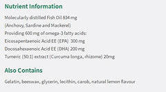Close-up of Jamieson Omega-3 + Turmeric softgels with lemon essence