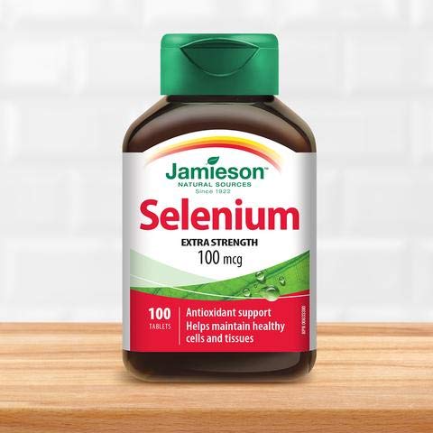 Jamieson Selenium Yeast 100mcg 100 tablets bottle and label
