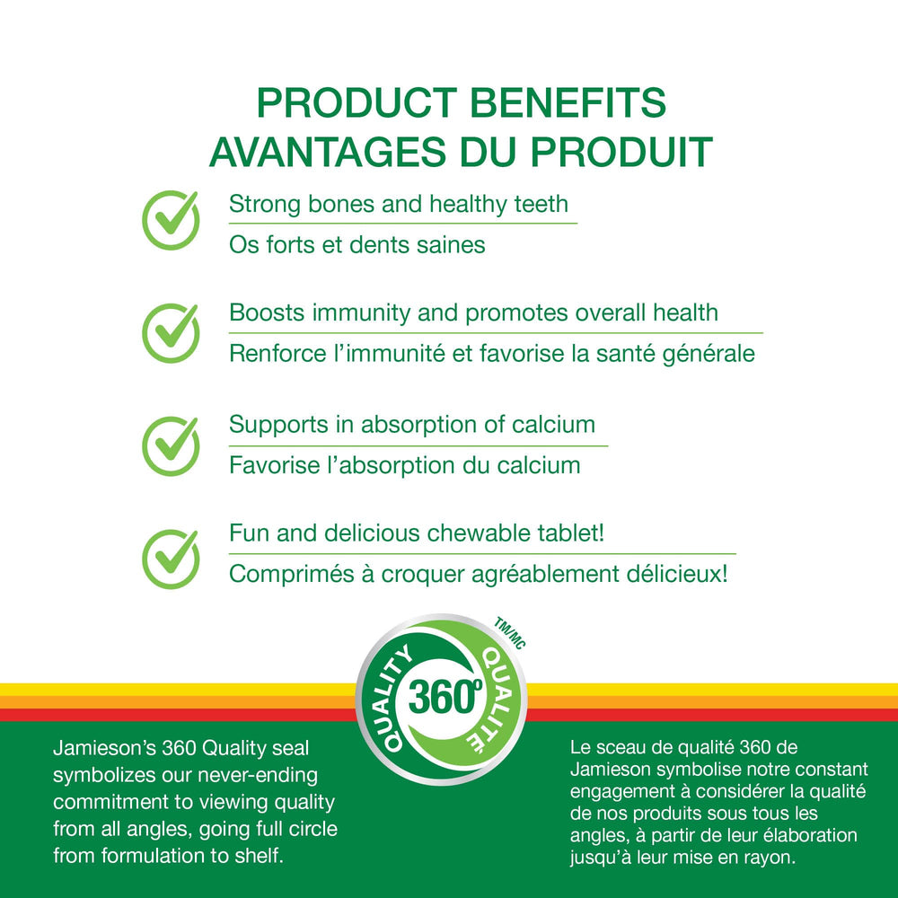 Bottle of Jamieson Vitamin D3 chewables Tangy Orange 1000IU