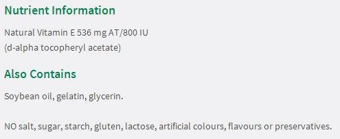 Close-up of Jamieson Vitamin E 800 IU softgels capsule