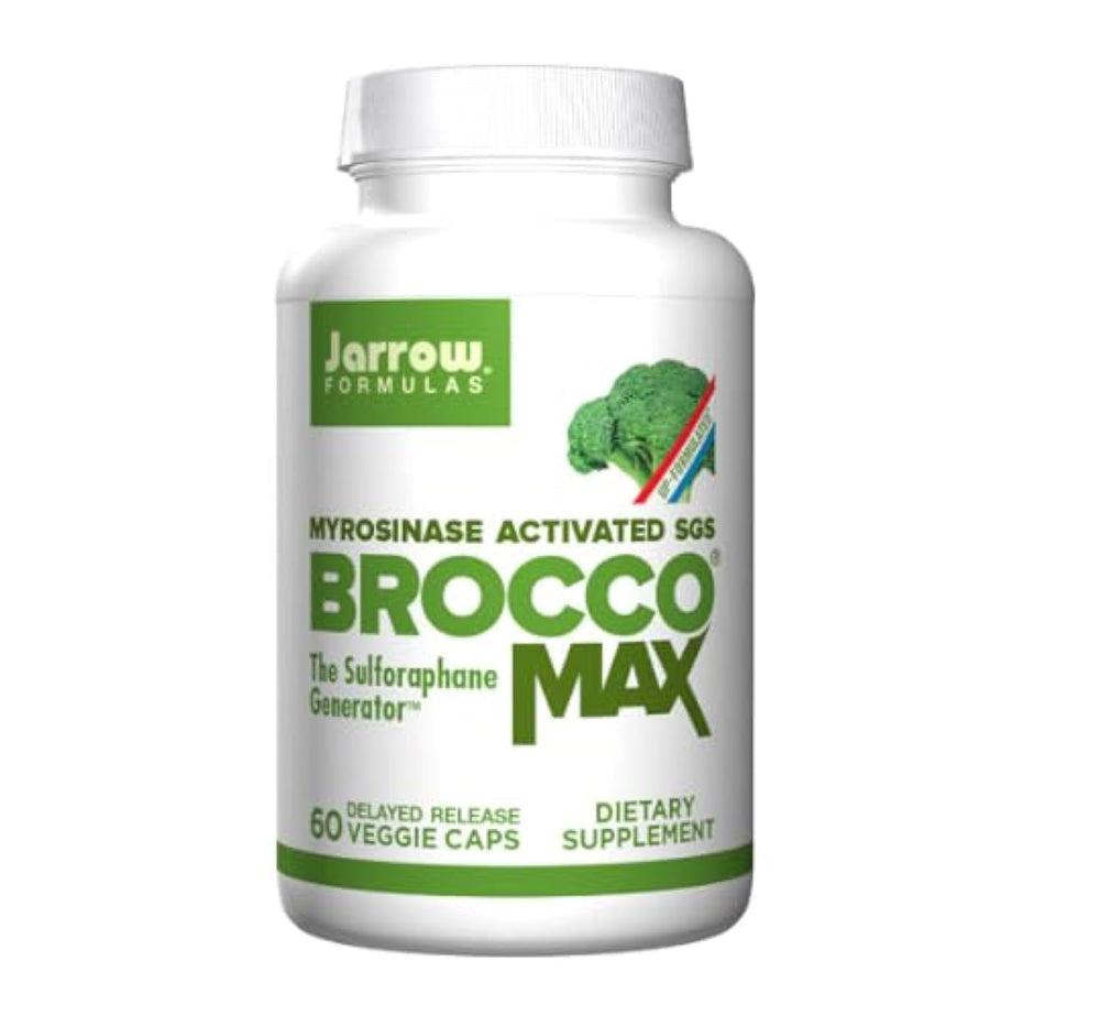 Front view of Jarrow BroccoMax 60 capsules bottle