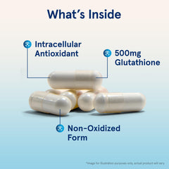 Nutrition facts panel for Glutathione Reduced bottle