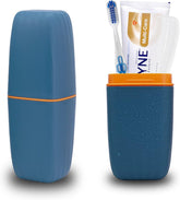 Jeopace toothbrush holder with cover blue front view