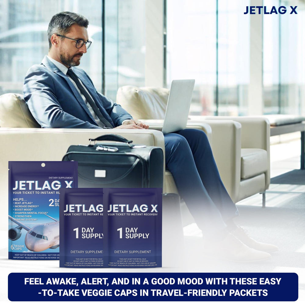 JetLag X daily packet for Day 2 with 3 capsules