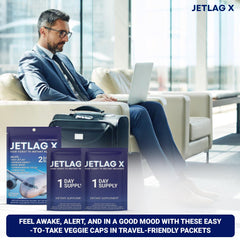 JetLag X daily packet for Day 2 with 3 capsules