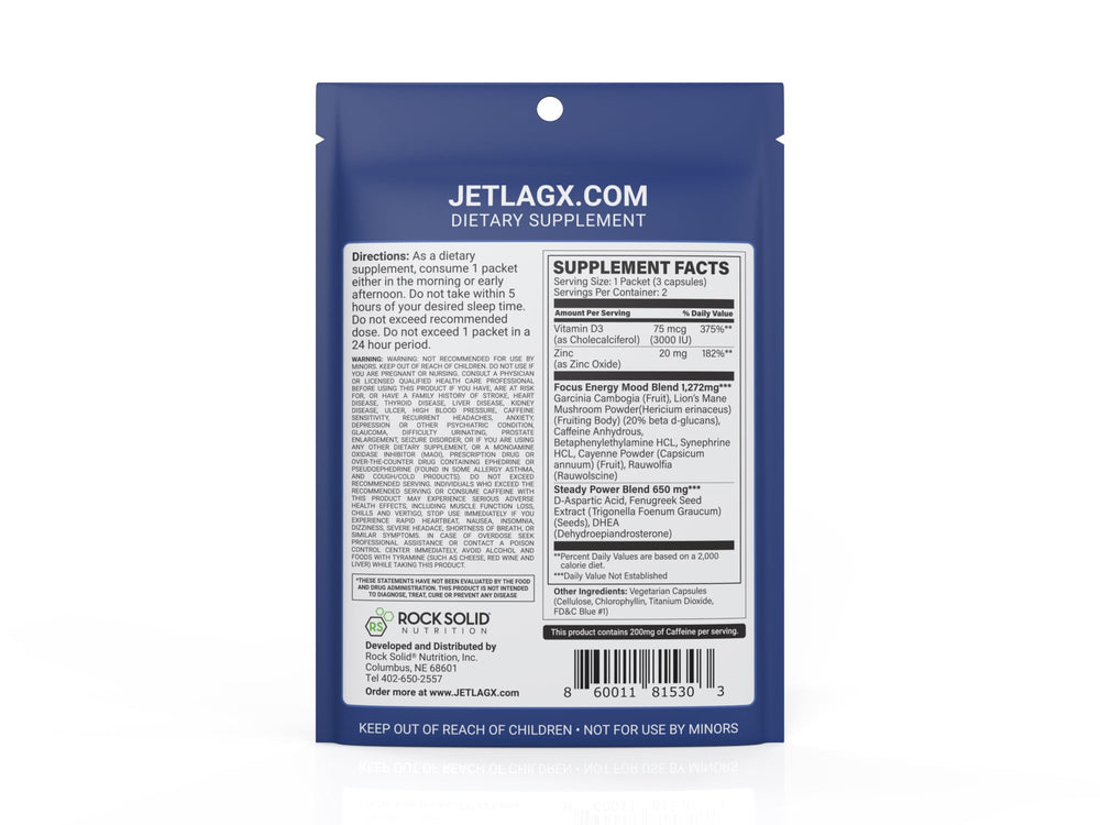 JetLag X healthy ingredients